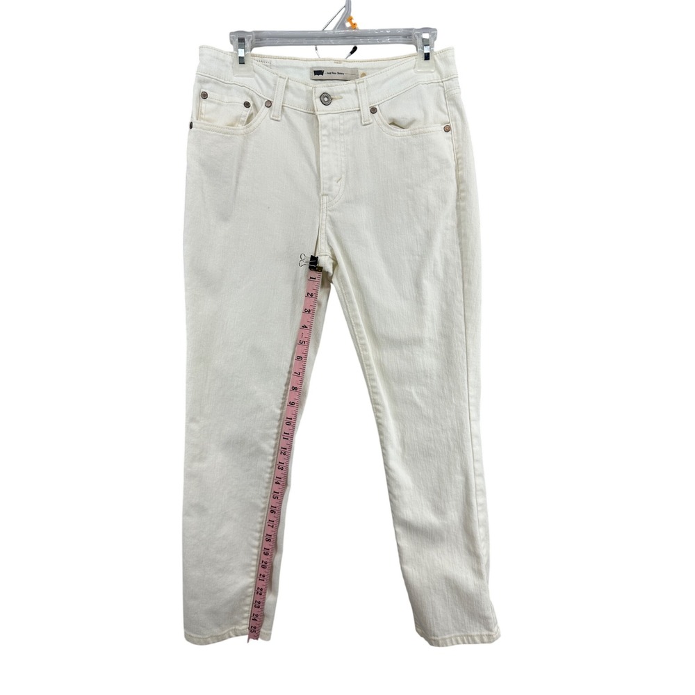 Levis Mid Rise Skinny Jeans 10 M White Denim Stretch Pants 5 Pocket Stains!